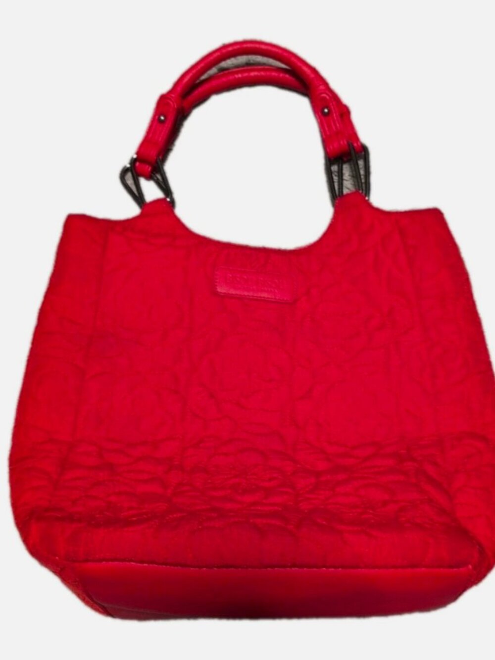 Vintage Bisou Bisou Red Quilted Shoulder Handbag Large Spacious Statement Purse